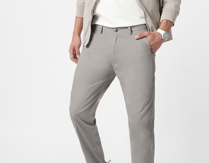 Pantalones Chinos Rectos de Moda para Hombre, Cintura Alta, Cierre de Cremallera, 100% Algodón y Spandex, Ropa Urbana para Exteriores, Alta Demanda - Product Image 2