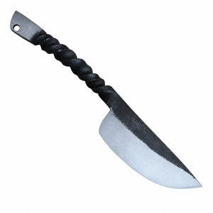 Black Twisted Handle Fixed Blade Utility Knives with Silver Curved Cutting Edge and Flat Metal End for <b>Outdoor</b> Cutting Tasks - Product Image 4