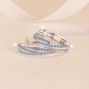 Pendientes de Aro con Diamantes de Moissanita, Plata 925, Corte Redondo Brillante, Joyería de Lujo, Elegantes Pendientes de Aro Pequeños para Mujer, Regalo - Product Image 3