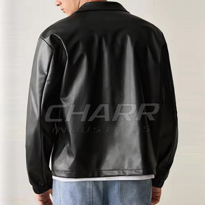 Custom Design Cow Skin Leather Jacket Solid Color Men's Winter Streetwear Hooded Breathable Eco-Friendly Front High Quality - Product Image 2
