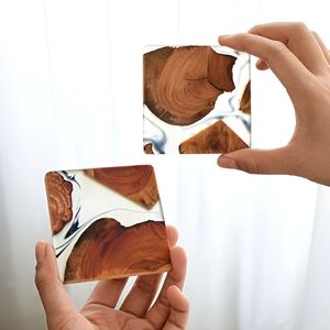 Wood Epoxy Resin Coaster Set <b>Marble</b> <b>Table</b> Mat Drink coaster Wooden Placemat for <b>Coffee</b> Tea <b>Table</b> Decor - Product Image 5