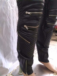 กางเกงหนังแท้ทรงสลิมฟิตสำหรับผู้ชาย หนังวัวคุณภาพสูง กันน้ำ ระบายอากาศได้ดี ปิดด้วยซิป เหมาะสำหรับฤดูหนาว - Product Image 3