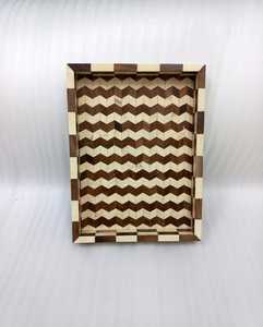 Hand Crafted Wood Resin Inlay Tray | Chevron Pattern Serving <b>Coffee</b> <b>Table</b> Decor - Serving Tray - Product Image 5