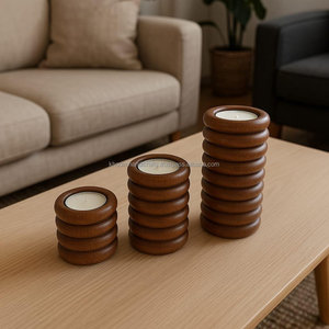 Support de T-Light Fusion Rustique en Bois et Résine pour Décoration de Maison Durable Écologique et But de Décoration de Festival - Product Image 1