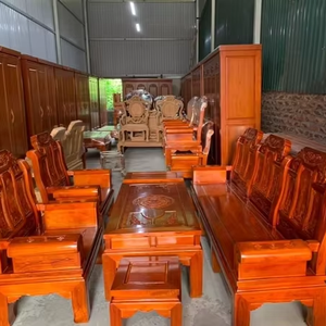 Ensemble de table à manger en acajou massif de luxe, chaises sculptées à la main avec tête d'éléphant, meubles de style royal sur mesure, utilisation hôtelière, Vietnam - Product Image 1