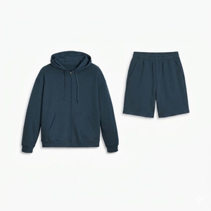 Ensemble sweat à capuche zippé et short grande taille personnalisable pour homme – Coton respirant de haute qualité – Tenue décontractée et tendance pour homme - Product Image 5
