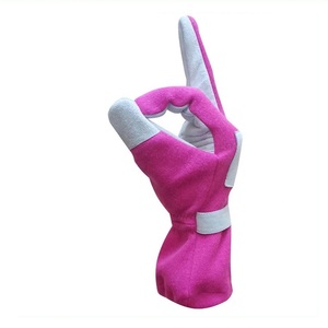 Full Finger Waterproof Lightweight Racing <b>Gloves</b> Pink White Polyester Cotton Non-Slip Hook Loop Closure Adjustable Wrist Racing - Product Image 3
