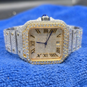 Reloj de Cuarzo Cuadrado de Lujo para Hombre, con Incrustaciones de Diamantes, de Acero Inoxidable, Estilo Hip Hop, al Mejor Precio al por Mayor - Product Image 2