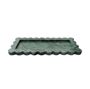 <b>Black</b> marble tray round serving tray ripple edge tray decorative platter vanity tray candle tray jewelry organizer coffee table - Product Image 3