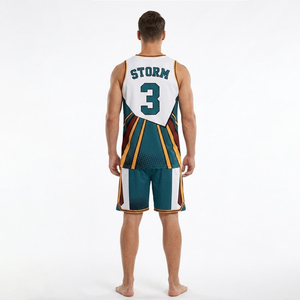 Conjunto de Camiseta de Baloncesto para Hombre Storm, Sublimada, Cuello en V, Sin Mangas, 100% Poliéster, Transpirable, Ajuste Atlético, para Todas las Temporadas - Product Image 3