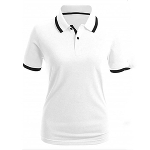 Polo blanc pour femme, manches courtes, couleur unie, décontracté, en piqué de coton, longueur normale, tissu tricoté, T-shirt polo ODM OEM - Product Image 1