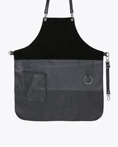 Capa de Peluquería Negra de Tela con Cintura Ajustable para Barbería - Product Image 1