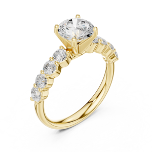 Anillo de Compromiso y Boda Clásico para Mujer, con Diamante Redondo Central de 1.25ct Cultivado en Laboratorio VVS, Oro Sólido de 14k, Certificado IGI - Product Image 2