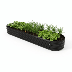 Durable Black Metal Raised Garden Bed Outdoor <b>Vegetable</b> Planting Oval Corrugated Steel <b>Planter</b> Box for Garden GB027 - Product Image 1