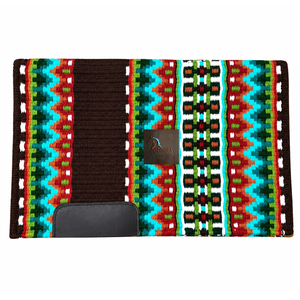 Manta de Silla de Montar ASHMIRA EQUESTRIAN, Diseño Azteca, Tejida a Mano, Mezcla de Lana, Color Negro, Azul y Rojo, con Patrón Geométrico, para Caballos - Product Image 1