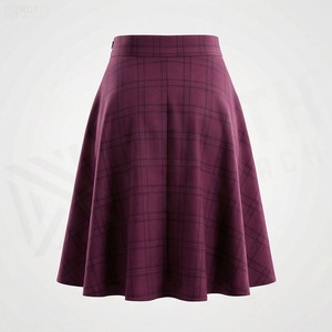 Women High Waist Plaid A-Line Pleated <b>Woolen</b> Skirt Knee-Length Vintage Style Autumn Wear - Product Image 2