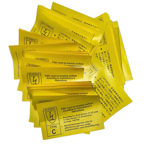 Etiqueta de seguridad de satén amarillo duradero Etiqueta de advertencia antiestática Adhesivo fuerte para bolsas Jumbo Zonas de gas Etiqueta adhesiva de embalaje - Product Image 2