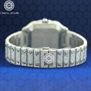 Charm_Jewells Luxury Stainless Steel <b>Watch</b> 40mm Round Diamond Encrusted Sapphire Crystal Analog Dial Unisex Quartz Movement - Product Image 3