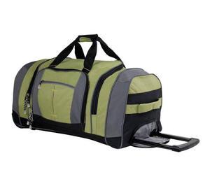 Multi Functional Rolling Duffel Bag Heavy Duty Wheeled Travel Holdall Green Black <b>backpack</b> - Product Image 2