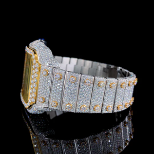Montre Sport/Mode à Date Automatique avec Diamants Moissanite Glacés, Cadran à Chiffres Arabes au Design Unique, Boîtier et Bracelet en Acier Inoxydable, Mouvement Quartz ETA - Product Image 2