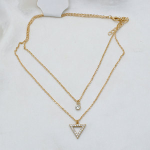 Collar de Plata de Ley 925 Chapado en Oro con Colgante Geométrico Triangular Redondo con Circonita Cúbica, Joyería al por Mayor - Product Image 2