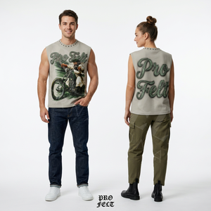 เสื้อกล้ามพิมพ์ลายกราฟิกวินเทจสำหรับผู้ชาย สไตล์สตรีทแวร์ ไบค์เกอร์ พิมพ์ลายพัฟฟ์ ผลิตตามสั่ง เสื้อผ้าลำลองแฟชั่นฤดูร้อน รับผลิตแบบ OEM ODM - Product Image 2