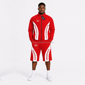 Ensemble coupe-vent réfléchissant 3M en polyester avec fermeture éclair, imprimé thermique, brodé, pantalon de survêtement, jogging, pantalon de sport pour homme - Product Image 1