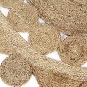 Alfombra Redonda de Yute Hecha a Mano Estilo Bohemio con Patrón de Medallón, Tejido Plano, Ecológica para Sala de Estar - Product Image 4