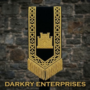 Handmade Gold Bullion Wire Embroidery Masonic Regalia <b>Collar</b> Sash Custom Fraternal Lodge Velvet Sashes With Gold Fringe Trim - Product Image 1