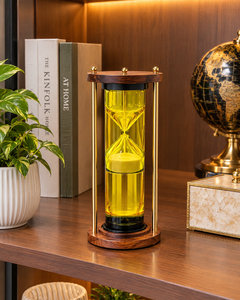 Reloj de Arena Grande Amarillo con Marco de Madera Vintage, Reloj Decorativo Silencioso para el Hogar, Cocina, Oficina, Escritorio - Product Image 4