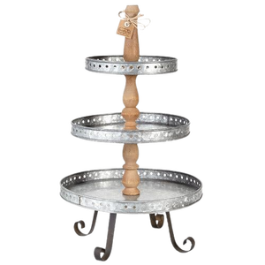 Soporte de Pastel de Dos Niveles, Metálico, Redondo, con Acabado Rústico - Product Image 3