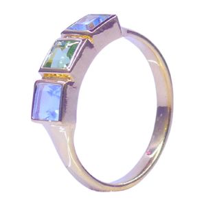 Anillo Clásico de Plata de Ley 925 con Peridoto y Topacio Azul, Joyería Plateada para Mujer, Ideal para Bodas - Product Image 1