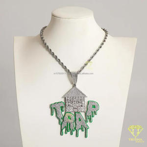 Collier pendentif Hip Hop Fashion Trap House avec diamants Moissanite VVS et argent sterling 925 - Product Image 5