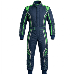 Traje de Carreras de Karts Azul Verde, Overol de Tela Transpirable para Adultos, Jóvenes y Niños, Equipo para Conducir en Pista - Product Image 1