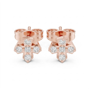 ต่างหูแบบติดหูทรงกากบาทสีโรสโกลด์ ประดับเพชรแล็บโกรว์ 14K สไตล์ชาติพันธุ์ สำหรับผู้หญิง ของขวัญหมั้น ของขวัญวันครบรอบแต่งงาน ใส่ได้ทุกวัน - Product Image 1