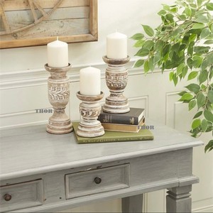 Portavelas de Madera de Acacia, Forma Hexagonal, Hechos a Mano, OEM, Personalizados, Venta al Por Mayor |   Aqudus Saleem India - Product Image 1