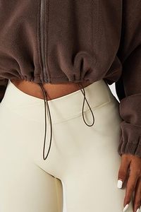 Cropped Sherpa Jacket for Women Full Zip Warm Winter Fleece Coat with Stand Collar and Pockets zipper jacket short sweatshirts - Product Image 2