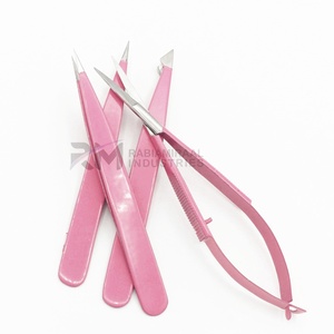 Pinzas para cejas RMI Silver Tip de acero inoxidable con recubrimiento en polvo color plateado y rosa, punta inclinada y tijeras/pinzas con resorte. - Product Image 6