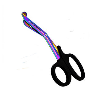 Ciseaux EMT 7,25 pouces, lames arc-en-ciel avec manche noir, acier inoxydable allemand, ciseaux utilitaires EMT, bandage de traumatisme, paramédical - Product Image 3