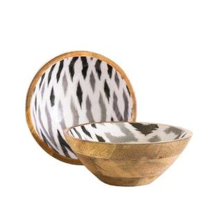 Bol de service élégant et luxueux pour l'iftar en bois de manguier avec motif imprimé en émail pour les iftars du Ramadan - Product Image 6