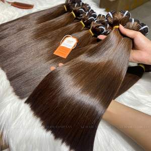 Extensions de cheveux humains Remy, mèches lisses brunes de 14 pouces, prêtes à être expédiées, fournisseurs de cheveux humains - Product Image 4