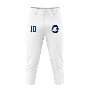 Pantalones de Béisbol Blancos con Número 10 Azul Rey y Logotipo de Águila Bordado en la Parte Delantera, Corte Ajustado para Hombre Adulto, Todas las Temporadas - Product Image 1