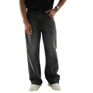 Jeans Extra Holgados para Hombre, 100% Algodón, Pantalones Vaqueros Lavados, Corte Holgado, Estilo Casual Urbano, con Bolsillos Delanteros y Traseros - Product Image 1