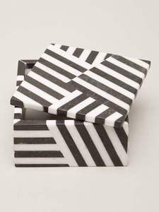 Luxury Handmade Black and White Geometric Resin Jewelry <b>Box</b> Decorative Square Keepsake Storage <b>Box</b> Custom <b>Trinket</b> Organizer - Product Image 5