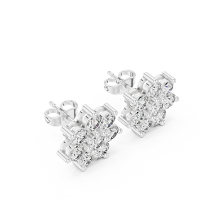 Purecarat หรูหราทอง14K คลัสเตอร์ต่างหูทันสมัย - Product Image 2