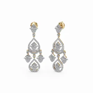 Pendientes Colgantes Regal Diamond con 262 Piezas de Diamantes, Pendientes Colgantes Redondos y con Corte Princesa para Mujer - Product Image 3