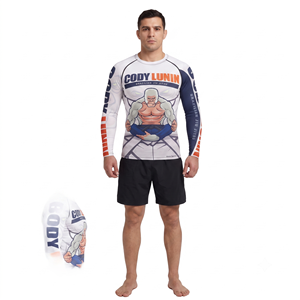 Camisetas de Gimnasio con Cuello Redondo para Hombre, Logotipo Personalizado, Sublimación, Diseño de Rashguard para MMA, BJJ y Surf - Product Image 1