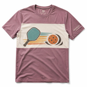 T-shirt de pickleball Dravelle Industry Dusty Mauve en coton peigné premium avec motif de raquette rétro - Product Image 2