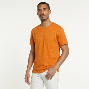 T-shirt décontracté pour homme à col rond, coupe droite, épaules tombantes, 100 % coton 220 g, couleur unie, lourd, écologique et respirant - Product Image 2