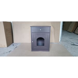 Casetta per animali domestici in legno marrone con lettiera per gatti, contenitore con cassetto, tavolino laterale, cuccia per animali domestici da interno, comodino per gatti - Product Image 4